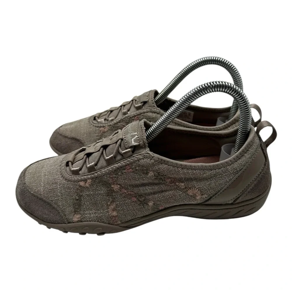 Skechers Relaxed Fit Memory Foam Slip On Shoes Womens 6.5 Taupe Slip On Sneakers